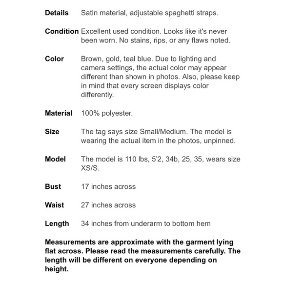 **SOLD** Blue Brown Satin Scarf Dress S M - Picture 8 of 8